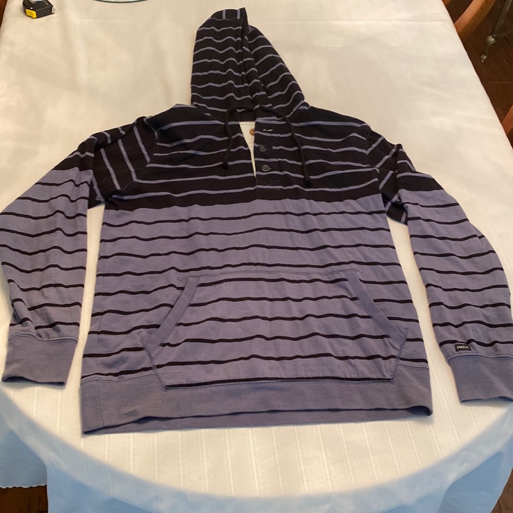 Matix Hoodie Shirt Jacket, Size Large Black and Grayish/Purple